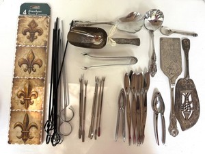 Fleur-de-Lis Stone Coasters & Vintage Serving Utensils Mixed Lot including Norpro