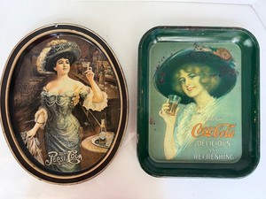 Vintage Pepsi-Cola & Coca-Cola Advertising Trays Mixed Lot of 2