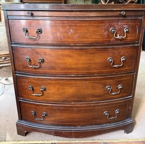 Wood 4-Drawer Chest With Tooled Leather Writing Top - 28 X 16 X 31 in