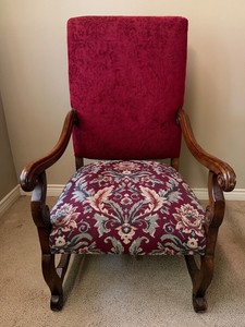 Vintage Traditional Upholstered Wooden Armchair - #1