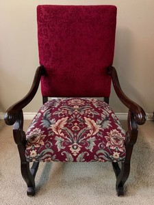 Vintage Traditional Upholstered Wooden Armchair - #2