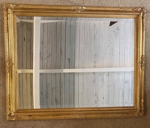 Ornate Gold-Tone Floral Mirror Frame - 47 X 38 in