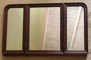 Tri-Fold Dark Wood Framed Wall Mirror - 40 X 26 in