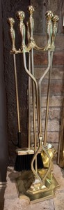 Brass Fireplace Tool Set With Stand