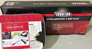 Ironton 4-Bike Hitch Rack & Justin Case Auto Safety Kit