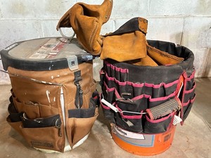 Husky Tool Caddy, 5-Gallon Buckets & CLC Tool Belt - 3-Piece Mixed Lot