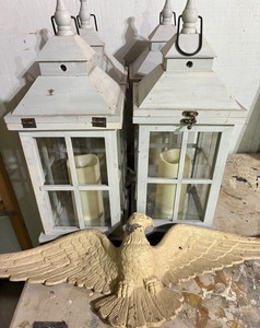 4 White Lanterns & Eagle Wall Decor Mixed Lot