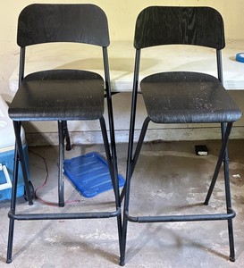 Folding Stools, Black Wood Seats & Backs (Lot of 2)