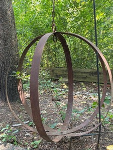 Rustic Iron Armillary Sphere Hanging Garden Sculpture