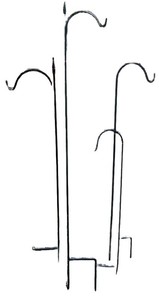 Black Metal Shepherds Hook Garden Plant Hangers (Lot of 4)