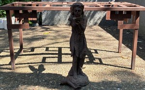Vintage Metal Bench and Rustic Angel