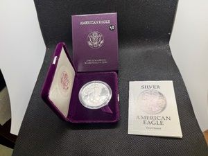 1992-S Proof American Silver Eagle Coin in Original Mint Package with COA