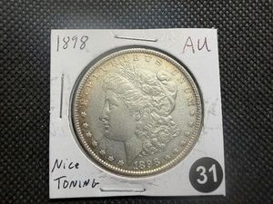 1898 Morgan Silver Dollar Marked AU When Purchased - Nicely Toned