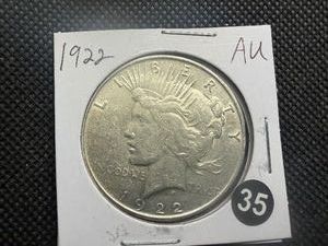 1922 Morgan Silver Dollar Marked AU When Purchased