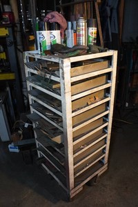Heavy Duty Rolling Shelf with Contents