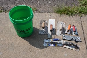 5 Gallon Bucket with Assorted Masonry Hand Tools