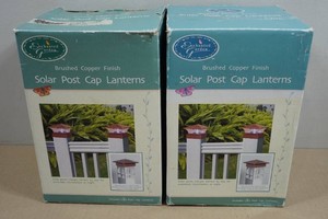 4 Brushed Copper Solar Post Cap Lanterns