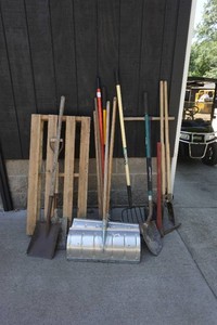 Shovels, Post Hole Digggers and Hoe