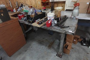 Metal Work Station with Assorted Tools and Hardware
