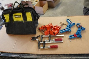 Pipe Clamps, 90 Degree Corner Clamps, F-Clamps and Tool Bag