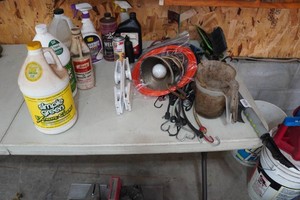 Assorted Cleaners and Bungee Cords
