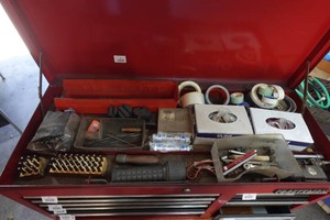 Contents of Box Top - Bits, Tape, Rubber Bands