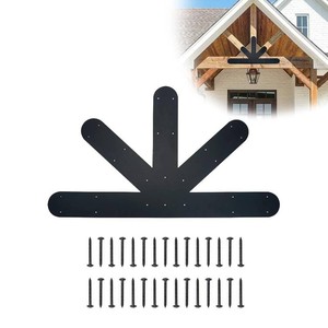 Gable Plate, Black Powder-Coated Truss Connector Bracket, 1212 Pitch, 4 mm  0.16 Steel Truss Nail Plates for Wooden Beam Fixed, Decorative Gable Plate with Bolts Support Shed Build