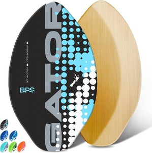 BPS New Zealand Gator Skimboard with Colored EVA Grip Pad and High Gloss Clear Coat Wooden Skim Boards for Kids and Adults  Choose from 3 Sizes and Traction Pad Color