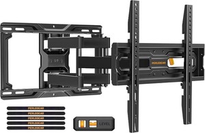 $28 Perlegear Full Motion TV Wall Mount for 26-74 inch TVs, Height Adjustable TV Mount, Pre-Assembled Wall Mount TV Bracket with Tool-Free Tilt, Swivel, Fits 16 Studs, 99 lbs, Max VESA 400x400mm, PGMF21