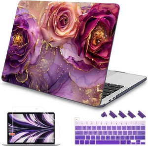 $27 Mektron Case for MacBook Pro 16 Inch A2141 Cover 2019 Release 16 with Liquid Retina DisplayTouch ID, Plastic Hard Shell with Keyboard Skin & Screen Protector & Dust Plug, Marble Flowers