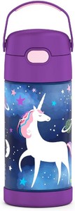 THERMOS FUNTAINER Water Bottle with Straw, 12oz, Space Unicorn  Kids Stainless Steel Insulated Water Bottle, Keeps Drinks Cold Longer for School & Play, BPA-Free