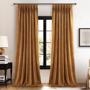 $68 102 Inch Long Brown Velvet Curtains for Living Room Bedroom Copper Vintage Luxury Thick Velevt Pinch Pleated Blackout Drapes Back Tab Hooks Rings Window Panels Home docor 102 Inch Length 2 Panels