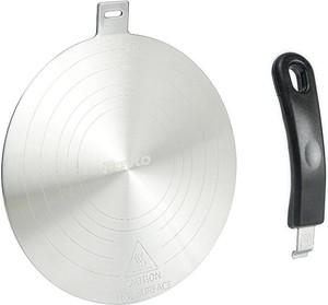 $24 Stainless Steel Induction Plate Adapter, Cooktop Heat Diffuser  Detachable Handle,Fire Diffuser for Electric or Gas Stove, Converter Disk,9.45 inch (MISSING HANDLE)