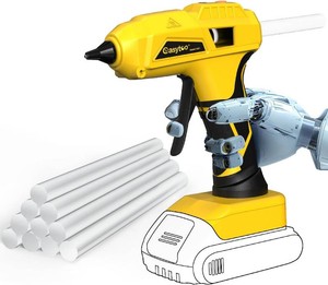 Hot Glue Gun Cordless   Craft Glue Guns, Compatible with DeWalt 20V Lithium-ion Battery NO Battery, Tool Only) Full Size Hot Glue Gun Quick Heating with 10Pcs 0.43 Glue Sticks for Arts & Crafts & DIY