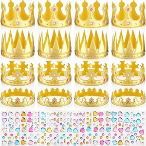 Yaomiao 44 Pcs Birthday Foam Crowns for Kids Princess Tiaras King Hat Bulk Diamond Sticker Kits for Crown Party Supplies(Retro Style)