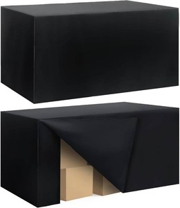 $22 2 Pack Fitted Tablecloth for 4 Foot Rectangle Tables 48 x 24 Inch Black Table Covers Water Resistant Polyester Table Cloth for Wedding, Parties,Display, Trade Show (Black)