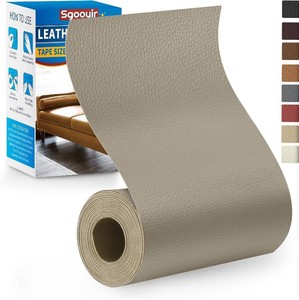 Leather Repair Tape, Self Adhesive Leather Repair Patch Kit Grey Khaki  4 x 63 Vinyl Repair Kit for Boat Seat, Waterproof Leather Patches for Furniture, Car Seat, Upholstery, Couch, Sofa, Chairs