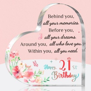Brikabia 21st Birthday Gift for Her - Unique Acrylic Keepsake for Daughter, Sister, Niece - Decoration Idea for 21 Year Old Women