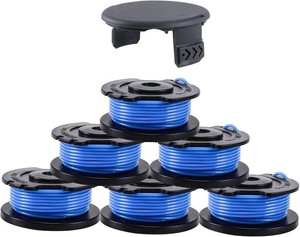 Weed Eater String .065 x 16ft Single Line Replacement Spool for Greenworks Trimmers, Parts Model # 29252, 29092 (6 Spools & 1 Cap)
