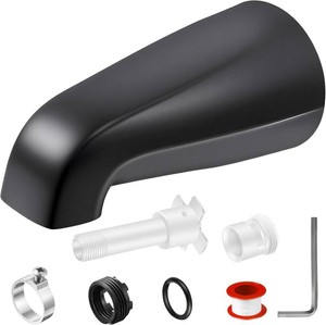Enhon Tub Spout, Universal Fits 12 Copper Pipe, 12 IPS and 34 IPS, Bathroom Bathtub Tub Faucet Replacement with Adapters(Without Diverter,Matte Black)