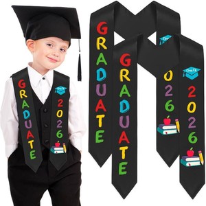 YLOLUL 2 Pcs Preschool Kindergarten Printed Graduation Stole 2026 Preschool Grad Sash Grad Gifts Unisex Stole Sash for Kids