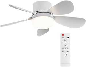 Socket Fan Light with Remote Control, Portable Small Ceiling Fan with Lights for Bedroom, Kitchen, Living Room, with Dimming Function, 1000 Lumens, Screws into E26E27, 16.54 Inches Diameter