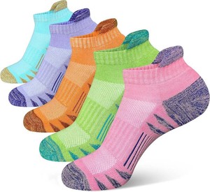 Heyoboy Womens Ankle Anti-blister Cushioned Athletic Running Socks 5 Pairs