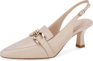 $43 Fashare Womens Slingback Heels Kitten Low Dress Shoes Closed Toe Metal Chain Elegant Work Pumps 8-12
