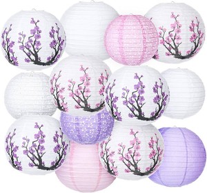 $22 13 Pcs Chinese Japanese Paper Lantern Red Cherry Blossom Decorative Hanging Lantern Hibachi Party Decorations for Chinese New Year Home Restaurant Wedding Decor(Sweet Color)