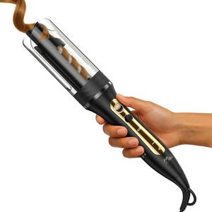 $33 ZAVAREA Automatic Rotating Curling Iron for Long Hair  1 Inch Curling Wand for Beach Waves & Loose Curls, Easy Hair Curler for Beginners, Anti-Scald & Frizz-Free, Dual Voltage