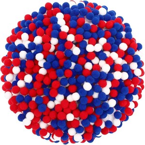 SEPGLITTER 1000Pcs 4th of July Red White Blue Pom Poms Puff Balls  1cm Size, DIY Crafts Making, Independence Day, 250th Anniversary, Patriotic Decoration, Veterans Memorial Party Supply