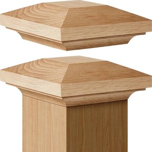 $35 2 Pcs 5.5 x 5.5 Red Oak Wood Newel Post Cap (fits True 3.5 x 3.5) Fence Post Cap for Topper Top Resistant Decking Caps for Indoor Outdoor Fences Decks and Mailboxes Cover