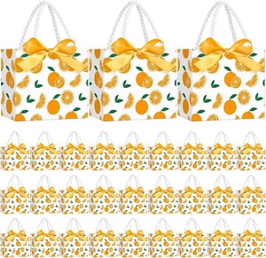 $21 Moinchore 30 Pcs Little Cutie Baby Shower Bags Bulk 5.5 x 4.7 x 2.5 in Orange Citrus Favor Bags with Handles Bow Ribbon Wrap for Summer Fruit Birthday Tangerine Party Supplies