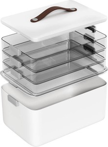 $33 MOPALL Craft Medicine Cabinet Organizers Storage Box for Art Supply Sewing  4-Tier Mega Capacity, Portable Latch Bin with Lid, Leather Handle, Space-Saving, for Home Office, Pill Bottle, First Aid